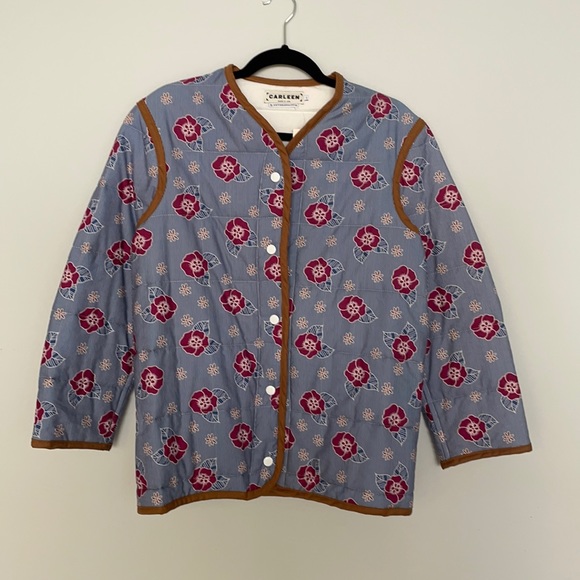 NWT Carleen for Anthropologie Floral Quilted Snap Front Jacket Size Small - Picture 5 of 9